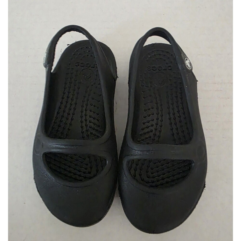 Girls Gabby Slingback Crocs Mary Jane Shoes Size C5 Black Toddler